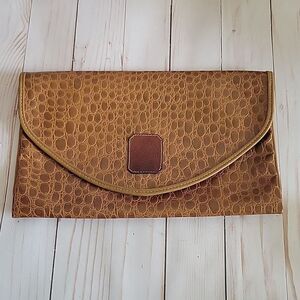 Oreste Franzi Crocodile Printed Leather Enveloped Clutch Bag Vintage